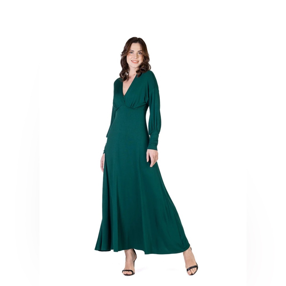 24seven Comfort Apparel Dark Green Dress